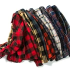 Men 100% Cotton Super Thick Black Red Retro Spring Autumn Winter Long-sleeved Plaid Flannel Men's Shirt