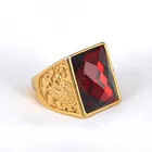 Green Antique Gold Metal Green Ruby Stone Vintage Masonic Frings For Freemason Men