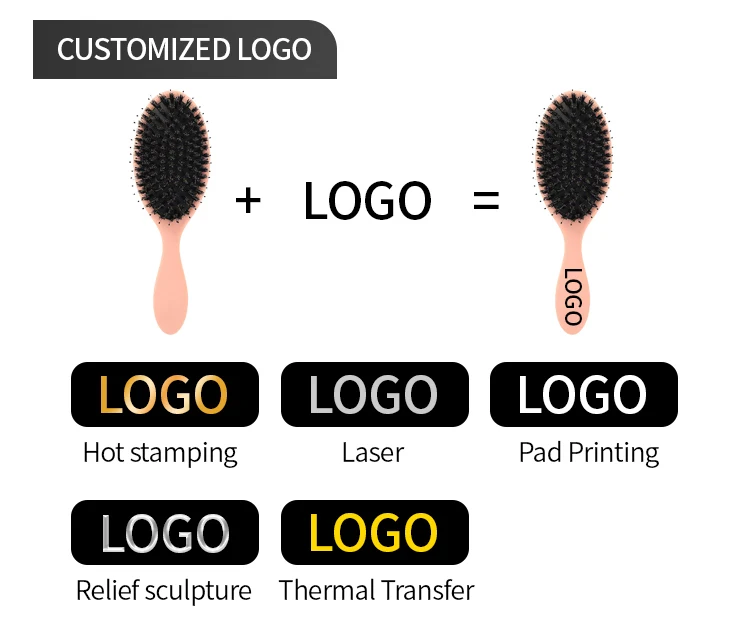 High Quality Black ABS Antistatic Rib Comb Salon Curly Hair Brush Set with Plastic Handle Custom Logo Home Use factory