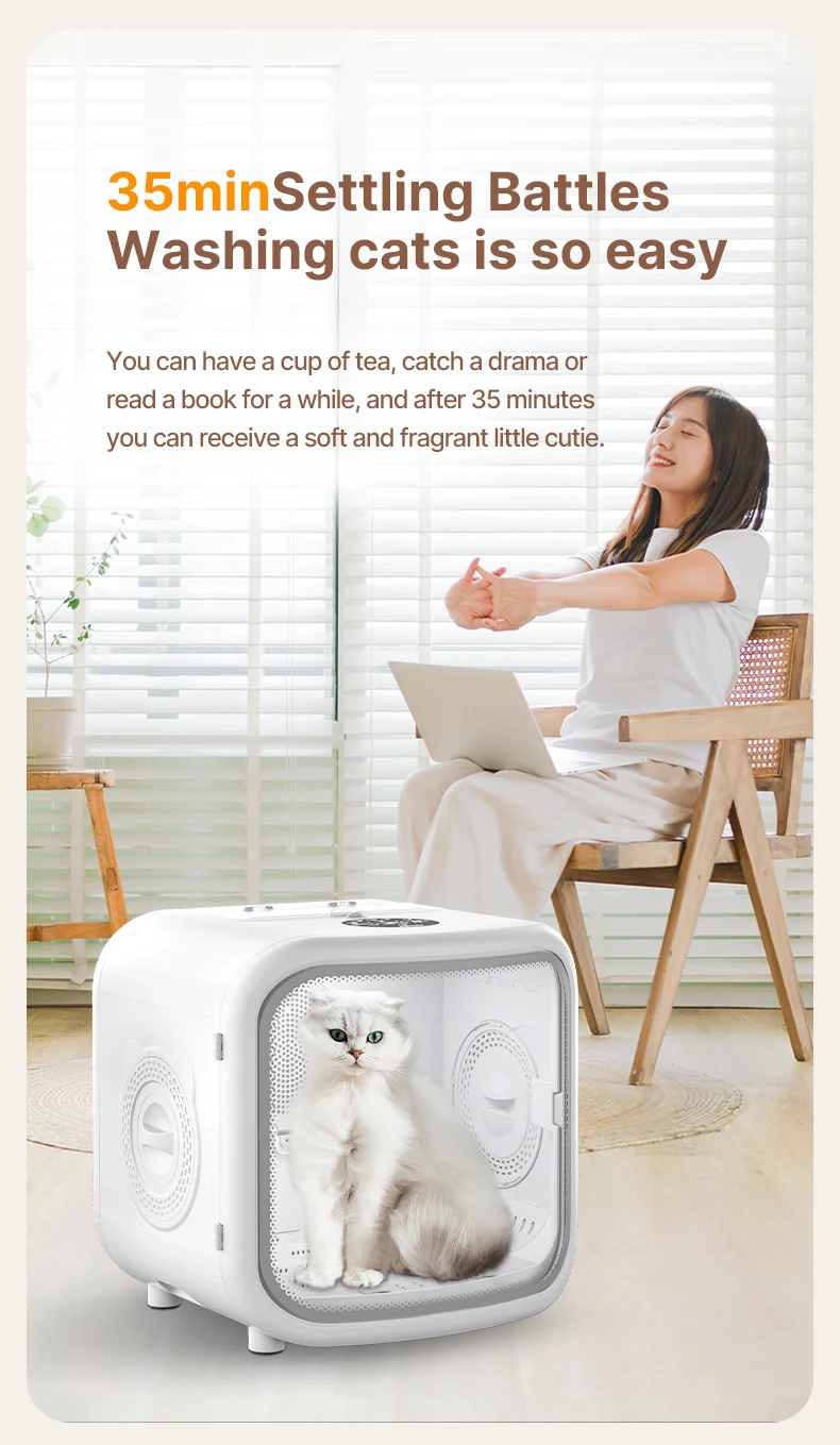 75L Smart Pet Dryer Box with Curved tempered glass 15 mins quick drying