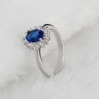 Sterling Silver Wholesale Custom Luxury Women's Engagement Anniversary Blue Sapphire 925 Sterling Silver Ring