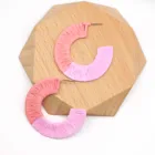 Shape Earrings Bohemia Handmade C Shape Earrings Boho Raffia Earrings Women Jewelry