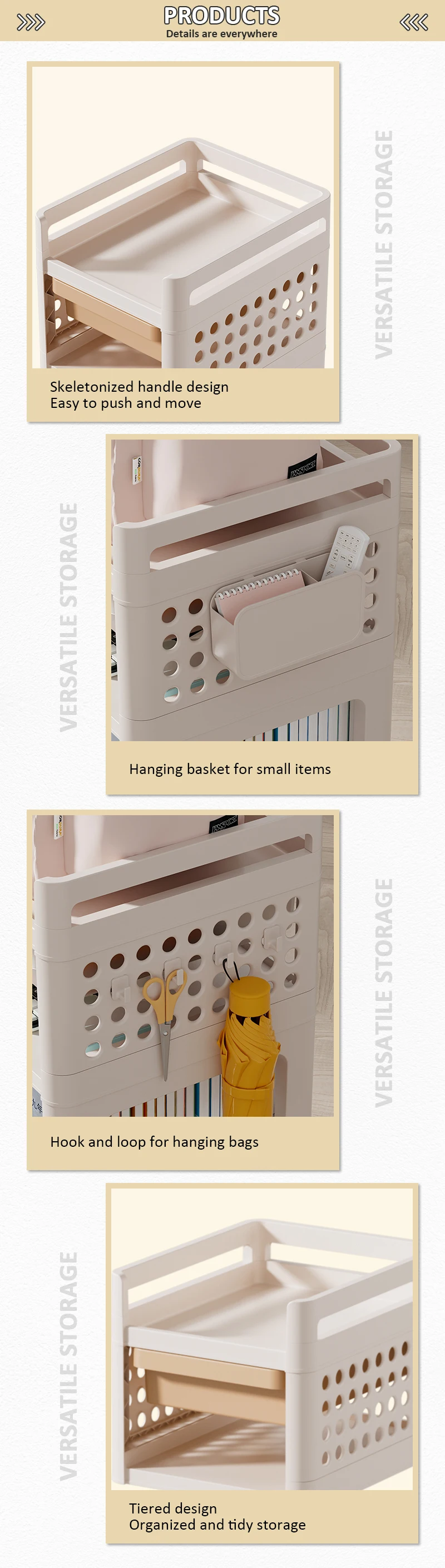 product double desktop storage shelf square pp plastic for office stationery cosmetics kitchen bathroom organization office accessories-5