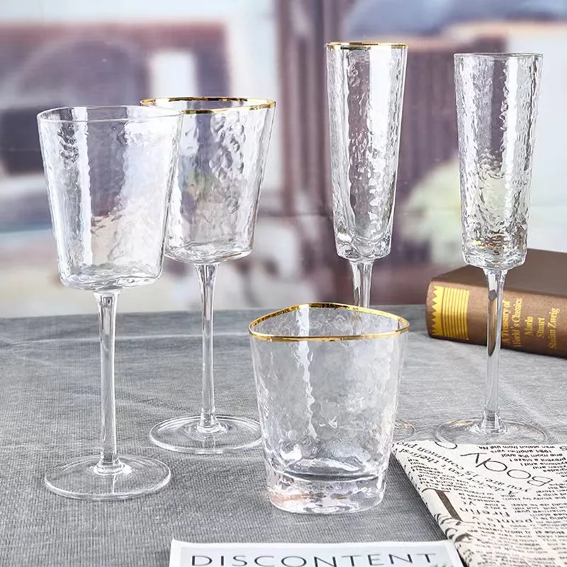 Wholesale New Design Crystal Lead - Free Gold Rimed Wine Glasses Champagne  Cup Water Glass Set - Buy Wine Glasses Champagne Cup Water Glass Set,Gold 