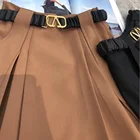 Original Skirt Skirts Original Big V Metal Belt Mid-length Korean Skirt Womens Midi Skirts