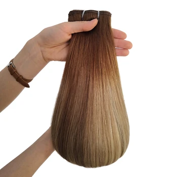 Sew In Russian Human Hair Weave Double Drawn Ombre Hair Weaves, Blonde Weft Hair Extensions
