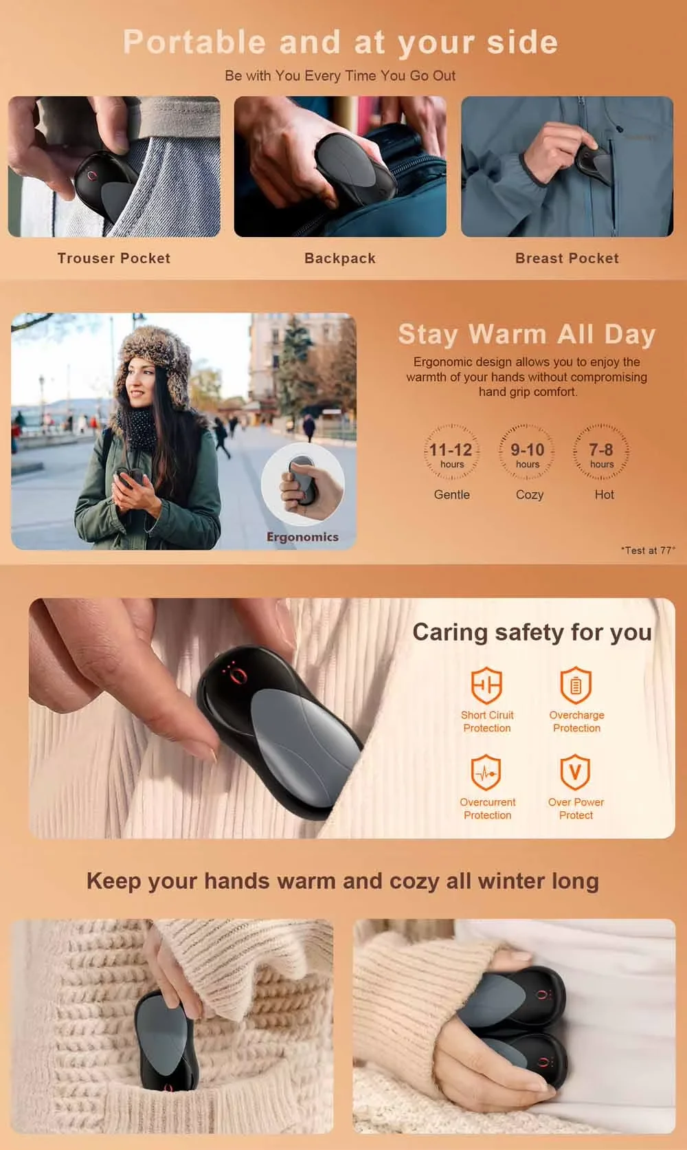 Double-sided Heating Hand Warmer, 6000mAh, USB - detail 4