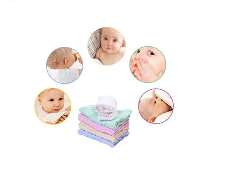 Hot sale soft solid white 100% cotton 6 layer muslin gauze baby burp cloth