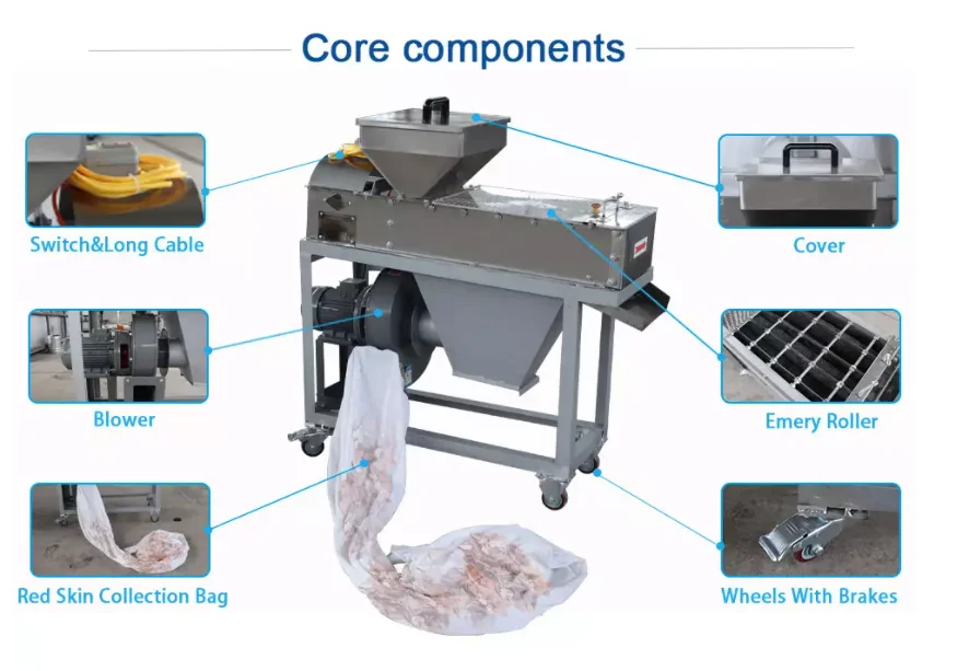 Dry Commercial Automatic Red Skin Peanut Peeler And Roaster Groundnut Sheller Peeling Machines