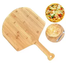 Hot Sales Wood Perforated Long Handled Pizza Peel Board Shovel Wooden Pizza Cutting Board Round Bamboo Pizza Peel