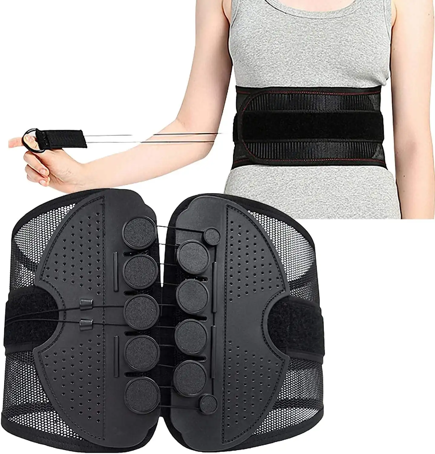 Deceleven Adjustable Drawstring Pulley System Lower Back Brace Pain