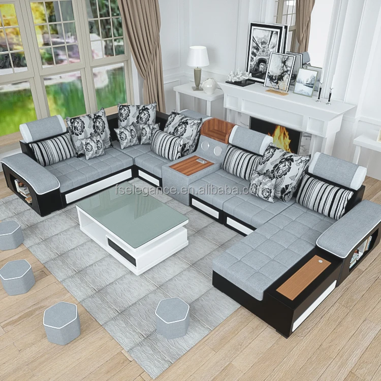 Customizable royal Nordic modern style has music to play sectionals sofa set 7 seater living room Furniture designs