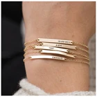Bracelet EManco Minimalist Personalized Engraved Bracelet Custom Stainless Steel Bar Engraved Bracelet