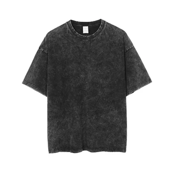Band Tee Acid Wash, T-shirt Oversized Man Pre Blank T-shirts Bio Heavy Cotton Shirt 220 Gsm Vintage Washed T Shirts/