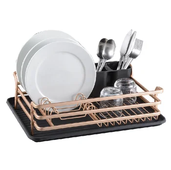 New kitchen Aluminum Dish Drying Rack with Drain Board Set
