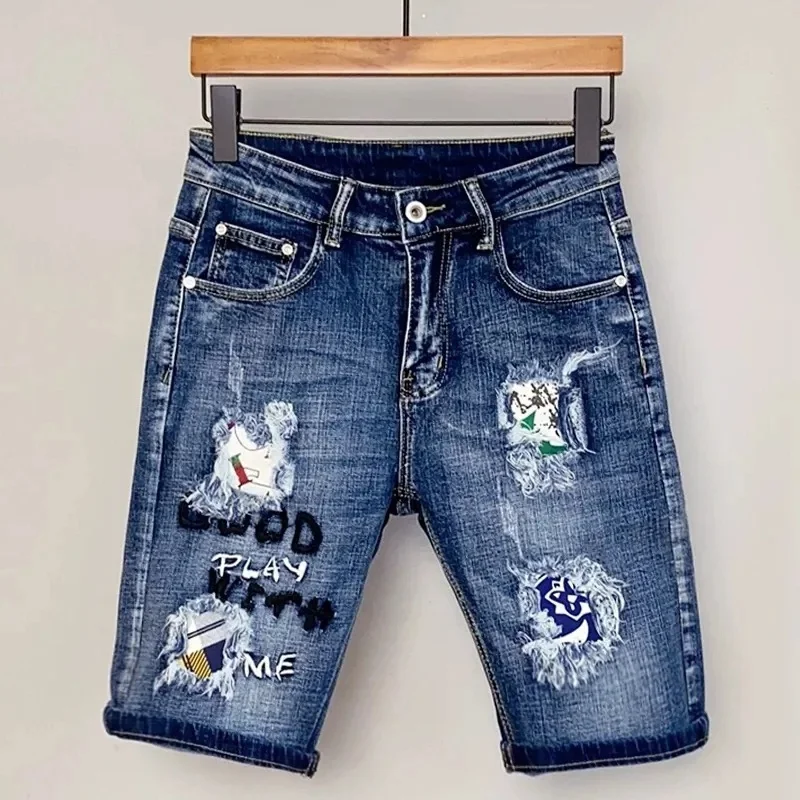 Wholesale high quality men's ripped denim shorts Casual denim shorts Summer shorts with pockets