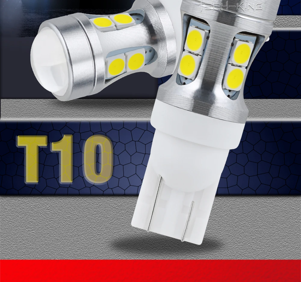TECH-KING Auto Super bright LED White 3030 chip 10SMD 168 W5W with lens width light 12V 2W license plate light T10 decoded bulb