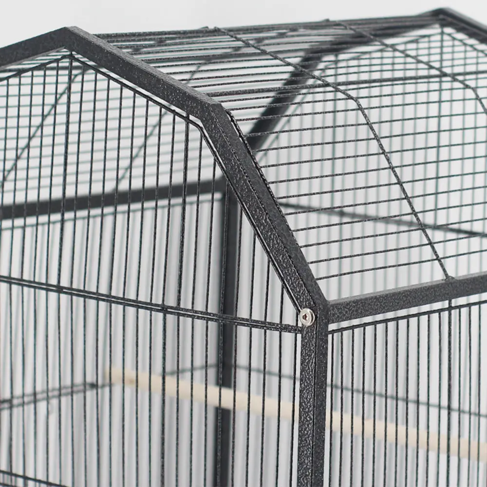 Steel wire Large Steel Bird Cage with Food bowl Standing Pole in bright colour