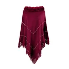Fur Shawls 2021 Autumn And Winter New Fur Collar Beaded Tassel Knitted Shawls For Women
