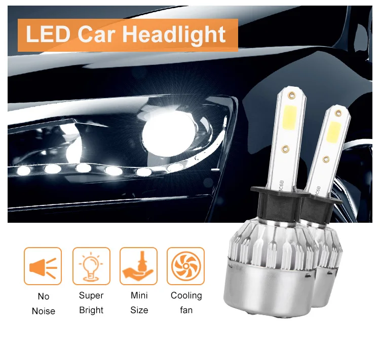 Auto lighting system 12V led headlight Luces de coche  H3 H3     headlamp led bulbs for universal cars