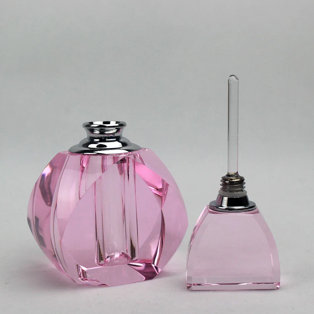 beautiful pink crystal lady empty essential perfume bottle body