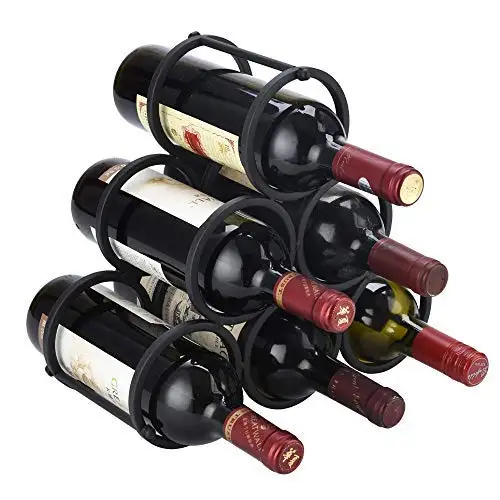Perfect for Home Decoration & Kitchen Storage Metal Hold 6 Bottles 3-Tier Tabletop Wine Holder BENOSS Countertop Wine Bottle Rack Simple Assembly 
