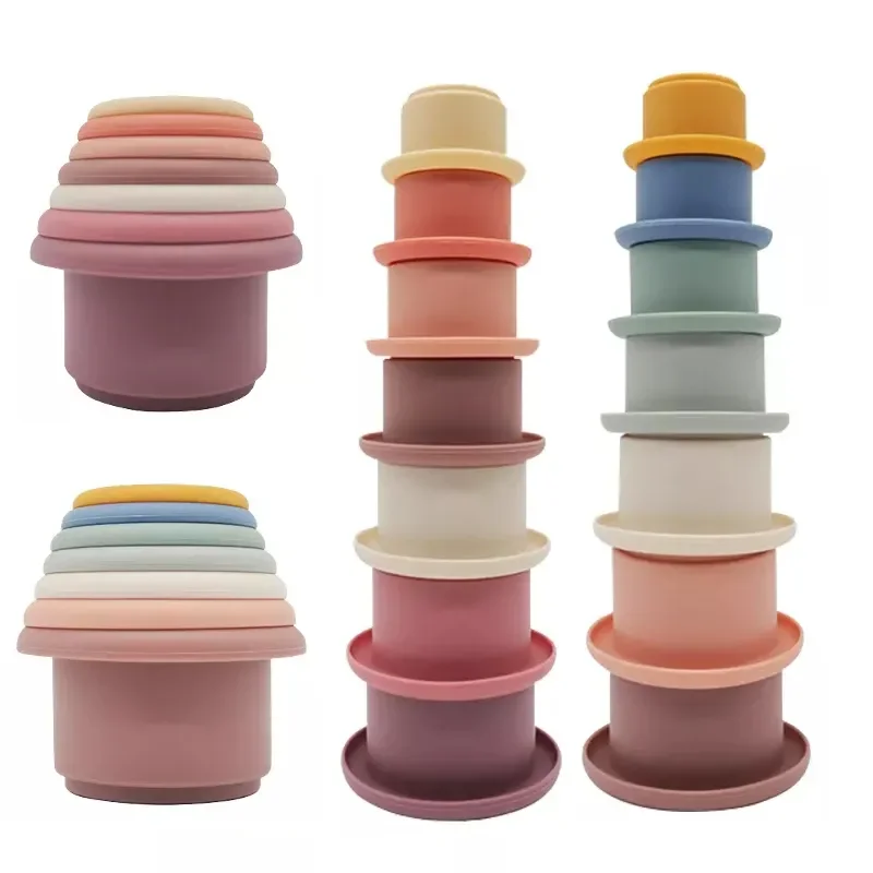 product bpa free silicone stacking sorting nesting blocks early educational intellectual development toy finish the task-2