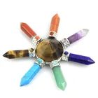 Carved ML Natural 7 Chakra Energy Generators Healing Crystal Quartz Cone Pyramid Tiger Eye Stone Generator