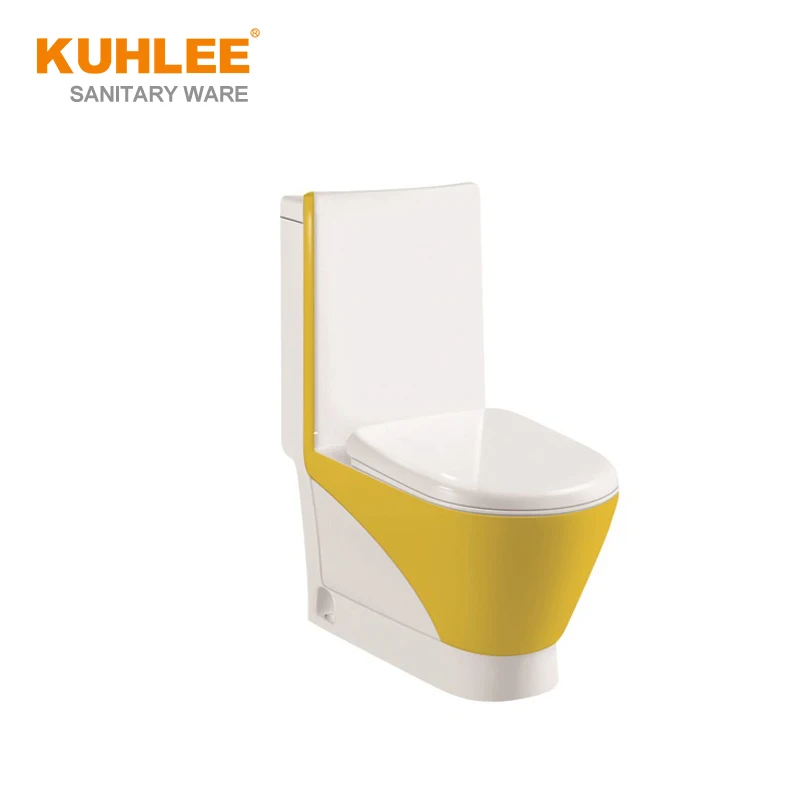 Floor Mounted WC Luxury Ceramic Green Black Colored Siphonic One Piece Toilet For Bathroom