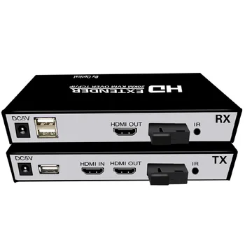 20KM HDMI to Fiber KVM Extender TCP/IP Over SC Fiber cable USB 2.0 KVM Control with loop out /IR/USB