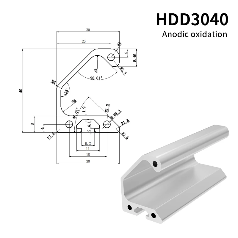 Handle Handle for Industrial Extruded Aluminum Profiles 3040 AOB05-3040 Equipment Frame Handle supplier