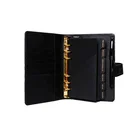 Planner A5 Binder Custom Fashion Business A5 Black Binder Planner Quilted Pu 6 Ring Empty Leather Binder Planner Cover