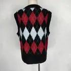 Korean Vest Hot Sale Plaid Spring And Autumn Sleeveless Korean Style High Quality Women Knit Custom Sweater Vest