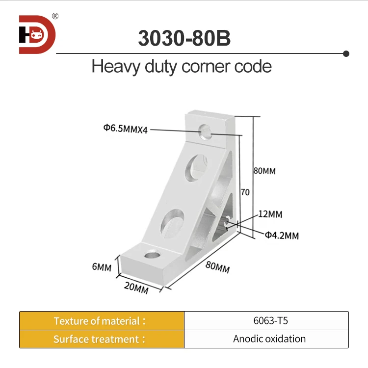 Aluminum Profile Heavy-duty Reinforced Corner Code 4040/4080 Aluminum Profile Extruded Right Angle Connection Fastener supplier