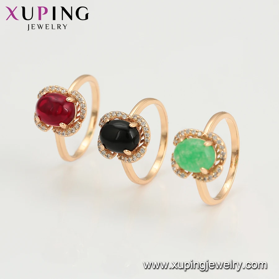 16718 Xuping jewelry elegant exquisite inlaid green diamond 18K gold environmental protection copper men's ring