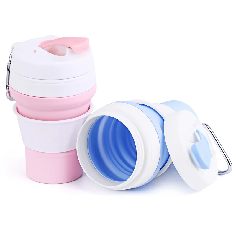 New Design Collapsible Coffee Travel Mug, Folding Silicone Coffee Cup Reusable With Lid