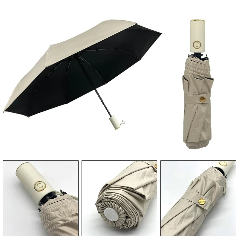 Portable 12 Rib 23Inch Reverse Automatic3 Folding waterproof  With Silver Strip Anti- Wind Storm Umbrella with logo for sale