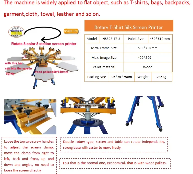 product multi color 8 color 8 station manual silk screen printing press machine manufacturer equipment for sale-2