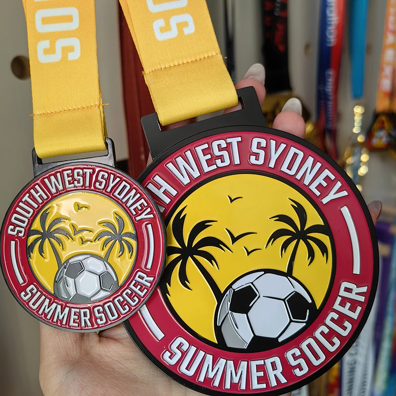 Custom Metal Crafts Make Your Own Zinc Alloy Medal Football Marathon Race Soccer Sport Medals With Ribbon factory