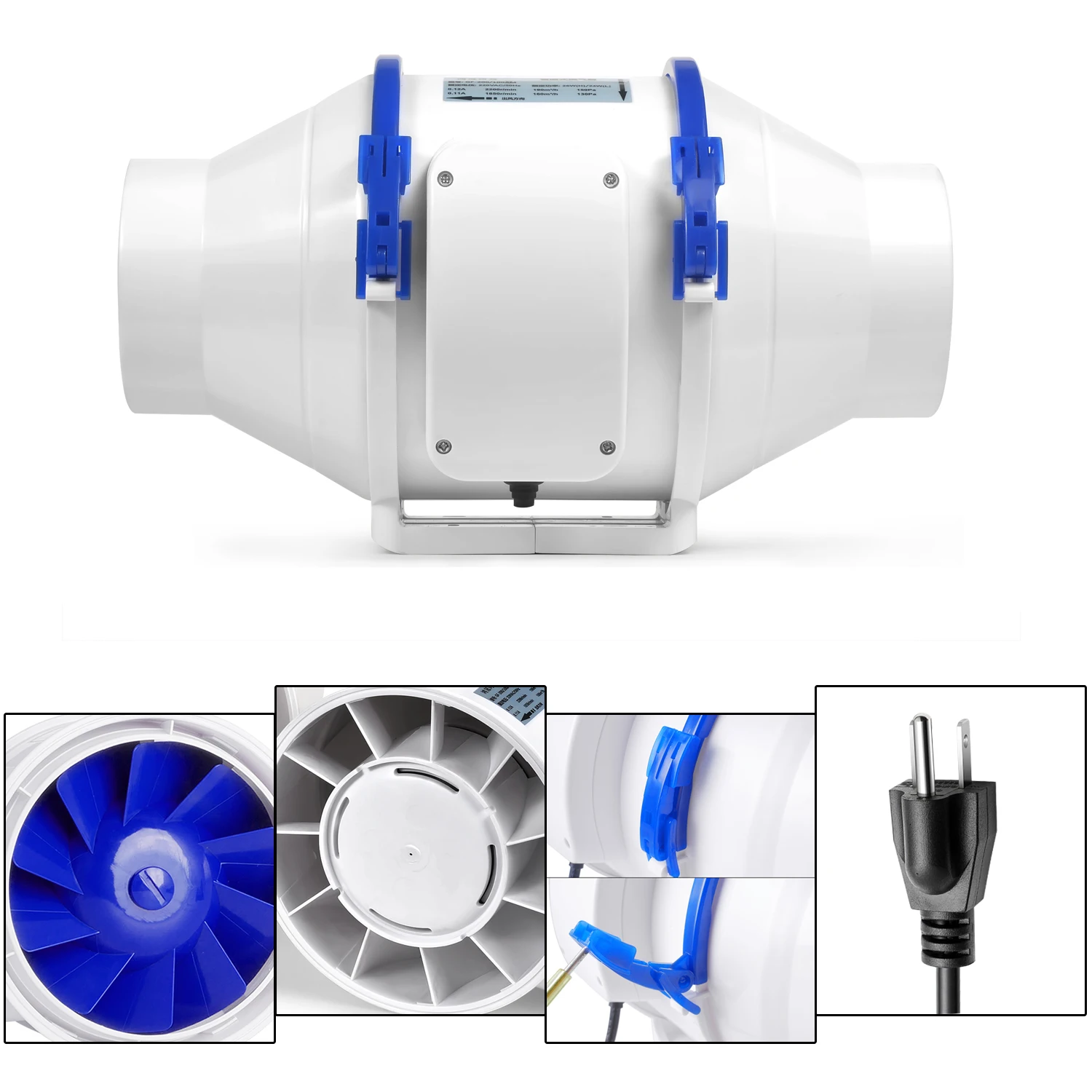 Inline Duct Fan, 5-Inch, 100~120V, Electric - detail 12