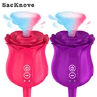Sex SacKnove Suction Bubbling Magnetic Sex Toy Rose Clitoris Stimulator Vibrator For Women