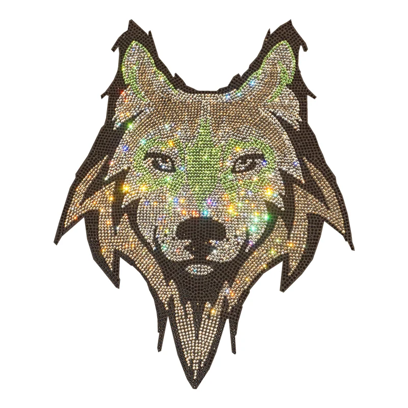 Free sample Tiger rhinestone iron on heat transfer logo custom for clothes