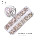 Nail Newest Flat Round AB Crystal Mix Size 12 Space Box Set Nail Art Jewerly Accessory Diy Rhinestones