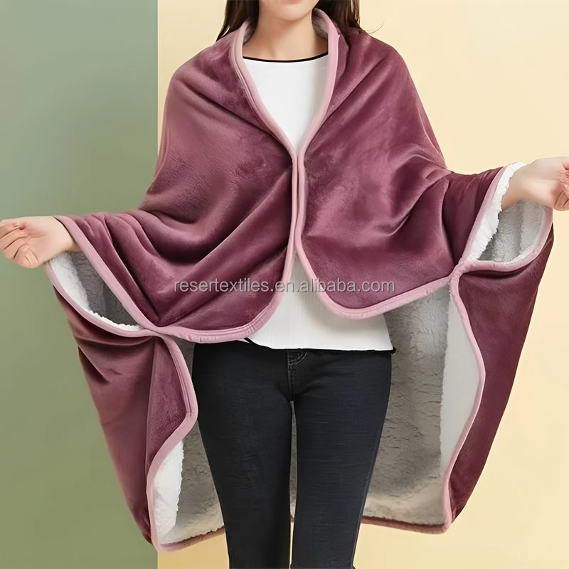 Wholesale Velvet Bath Blanket European Style Absorbent Anti-Pilling Eco-Friendly Customizable Shawl Cape Wrap Wearable Blanket