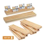 Wooden Domino Wooden Tray Hot Sale Cheap Stable 8 Sets Exqline Wooden Domino Racks Trays Holders