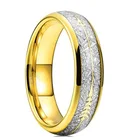 Ring Band Unisex Meteorite Silver With 18k Gold Arrow Inlaid Titanium Stainless Steel Ring Wedding Band For Man