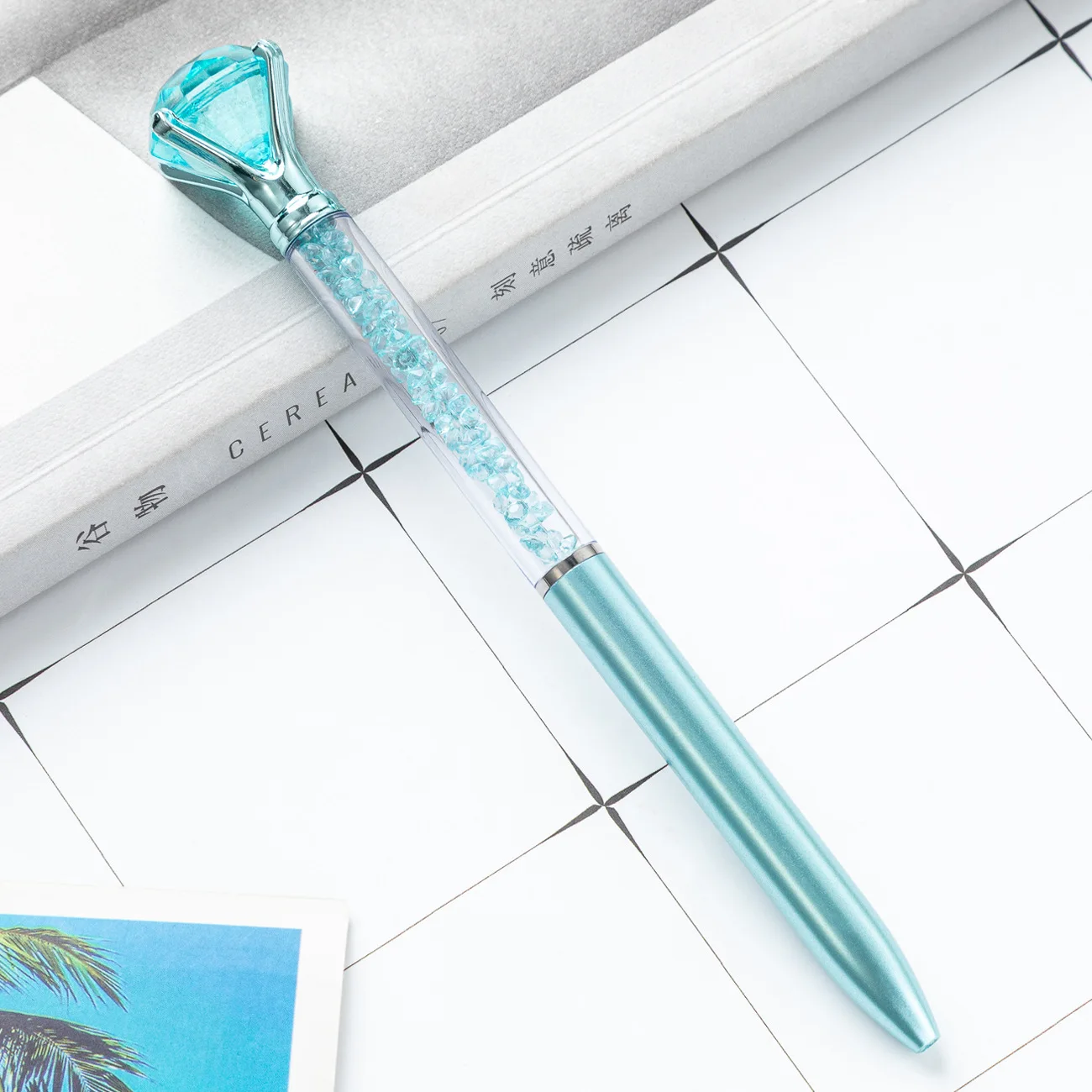 2025 High Quality Wholesale Custom LOGO Large Diamond Colored Crystal Ballpoint Pens Gift Rotary Pen Quicksand Broken Drill Pen