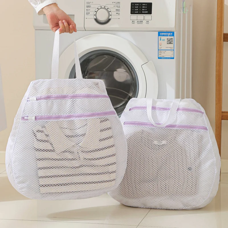 2025 New laundry bag household cellular polyester round laundry bag Washing machine clothes wash bag with handle