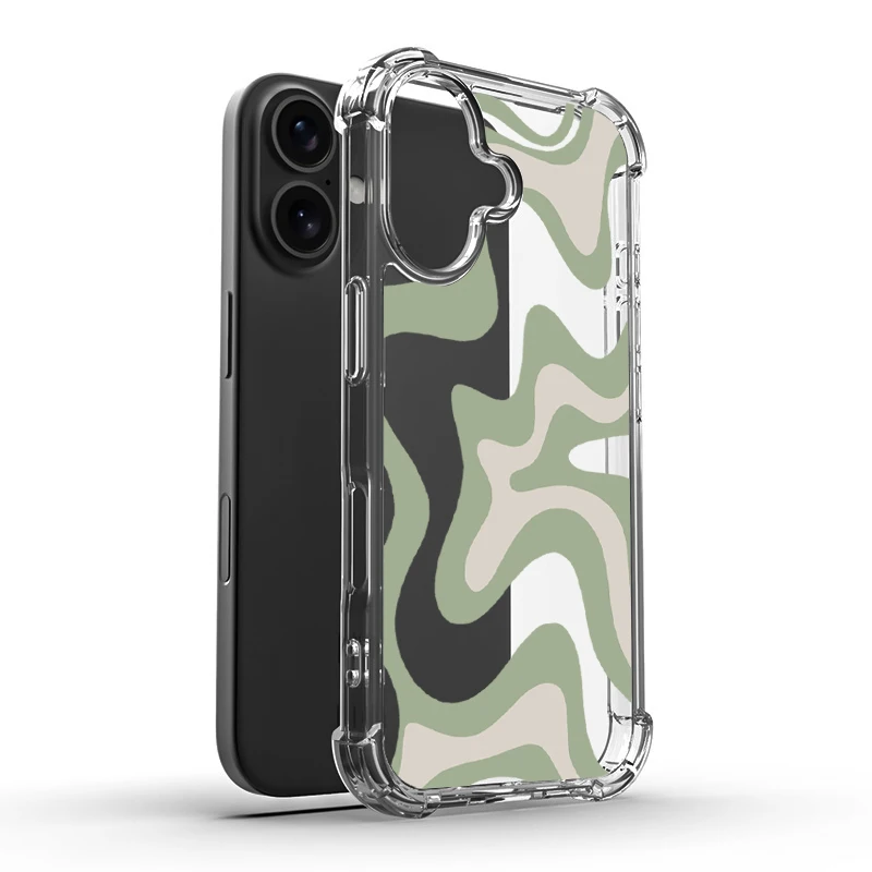 Ripple Wavy design Airbag Shockproof hard Phone Case For iPhone 16plus