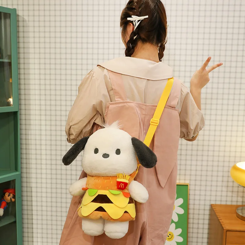 MB4 Kawaii Pochacco Hamburger Plush Doll Bag Clothes Christmas Toys Anime Cartoon Toys for Children Doll Baby Birthday Gifts